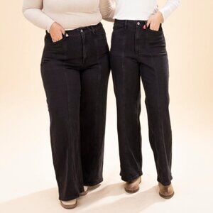 Mica Black Denim HIgh Rise Seamed Trouser